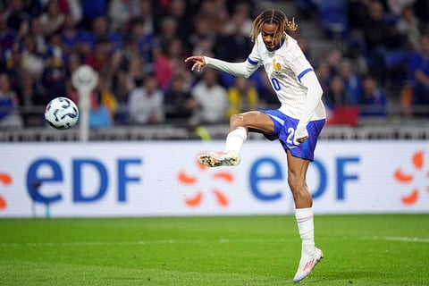 2024–25 UEFA Nations League, France vs Belgium: France's Bradley Barcola makes an attempt to score